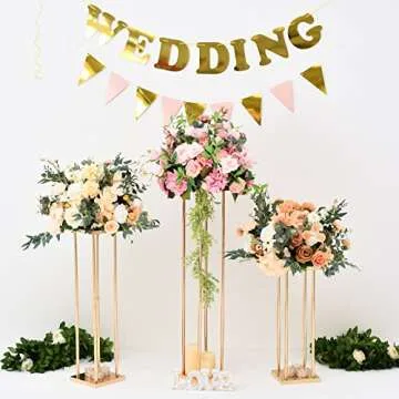 Vincidern 4Pcs Wedding Centerpiece Flower Stand for Table, 23.6 in Gold Flower Vases for Wedding Table Decorations Events, Paty Display Stand Metal