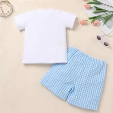 OBEEII Toddler Boys Back to School Outfit Set White Blue
