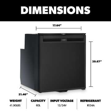 Dometic CRX 65T Compressor Refrigerator - 3-in-1 Fridge Freezer with Bevelled Edge for Space Saving ...