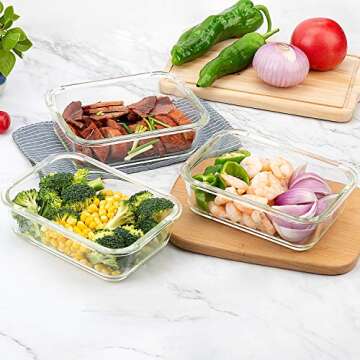 C CREST Glass Meal Prep Containers [5-Pack, 34Oz] - Food Storage Containers with LIFETIME Lids - Food Storage Containers for kitchen use Meal Prepping