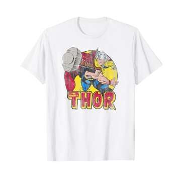 Marvel Mighty Thor Hammer Throw Vintage Graphic T-Shirt C2