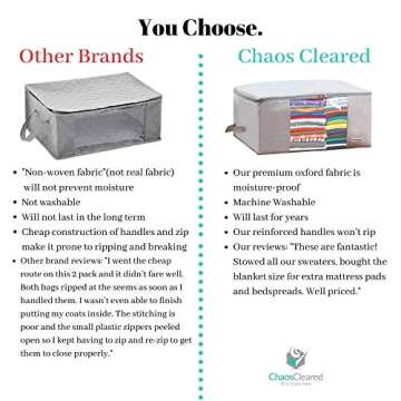 Clothing Storage Bags Clothes Organizer folding fabric bags for sweaters, clothing, garment, bedding, quilt, linens, large folding organizers with zip & window, mothproof underbed space saver bins