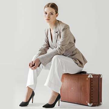 DREAM PAIRS Women's Closed Toe High Heels Dress Pointed Toe Wedding Pump Shoes,Size 10,Black/pu,Christian-New