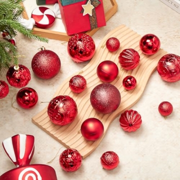 YESPERS 41PCS Shatterproof Red Christmas Ornaments Set
