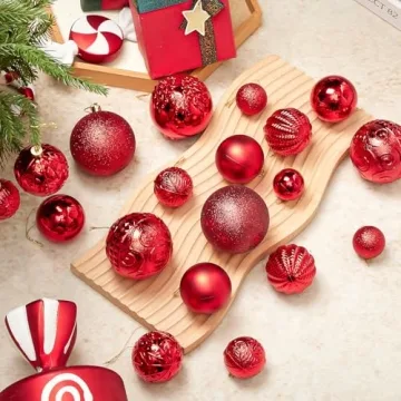 YESPERS 41PCS Shatterproof Red Christmas Ornaments Set