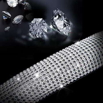 CAR PASS Bling Diamond Leather Steering Wheel Cover, with Bling Sparkly Crystal Glitter Rhinestones ...