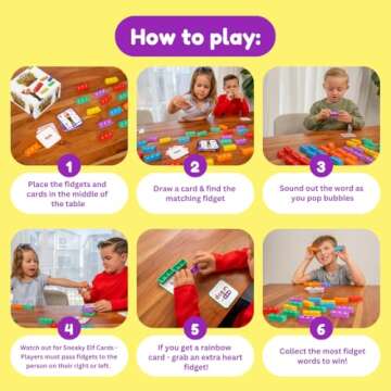 The Fidget Game Sneaky Elves, CVC Sight Words Game, Pop Sensory Toy to Learn and Spell, Educational Kindergarten Classroom Activities, Multisensory Reading and Phonics Flash Cards for Kids