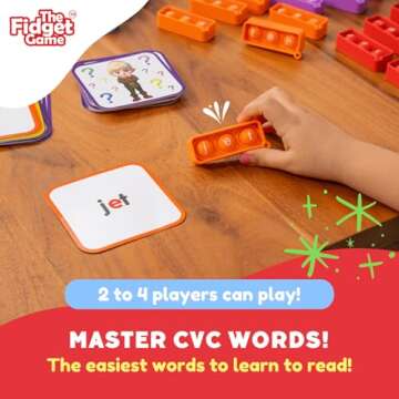 The Fidget Game Sneaky Elves, CVC Sight Words Game, Pop Sensory Toy to Learn and Spell, Educational Kindergarten Classroom Activities, Multisensory Reading and Phonics Flash Cards for Kids