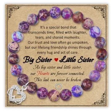 Sister Bracelet as Christmas Gifts for Sister, Double Heart Pendant Sister Gifts for Sister as Big S...