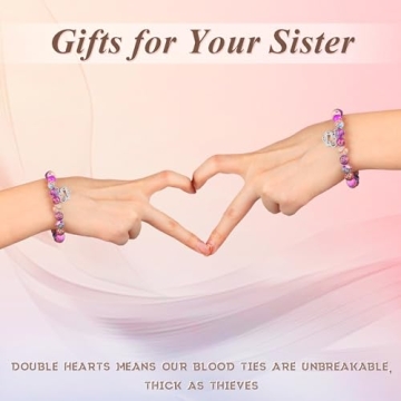 Sister Bracelet as Christmas Gifts for Sister, Double Heart Pendant Sister Gifts for Sister as Big Sister Little Sister Jewelry, Cool Gifts for Adult Sister as Sister Birthday Gifts from Sereney