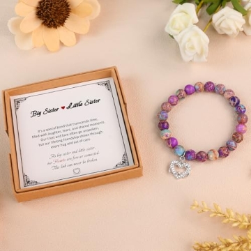 Sister Bracelet as Christmas Gifts for Sister, Double Heart Pendant Sister Gifts for Sister as Big Sister Little Sister Jewelry, Cool Gifts for Adult Sister as Sister Birthday Gifts from Sereney