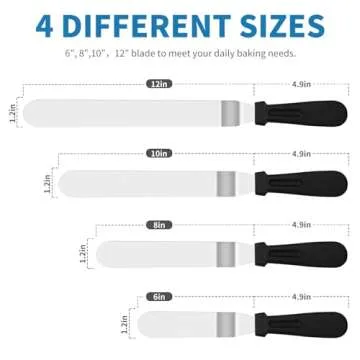 4 PCS Icing Spatula Set - Stainless Steel Cake Decorating Spatula with Plastic Handle, 6/8/10/12 inc...