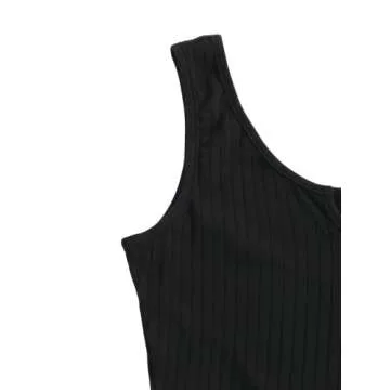 SOLY HUX Women's Summer Sleeveless Belted Tank Romper Short Jumpsuit Black L