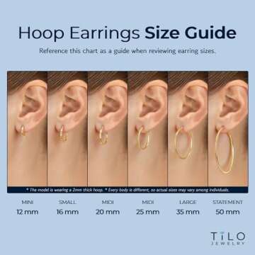 14k Yellow Gold Polished Small Round Hoop Earrings, 12mm (0.48 inch Diameter)…