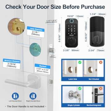 Smart Locks WiFi Deadbolt: SMONET Fingerprint Front Door Lock Keyless Entry with Keypad Electronic Digital Deadbolt Alexa Gateway Remote Control, Bluetooth APP KeyFob Code Auto-Lock for Home, Black