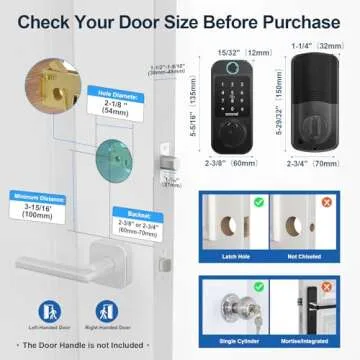 Smart Locks WiFi Deadbolt: SMONET Fingerprint Front Door Lock Keyless Entry with Keypad Electronic Digital Deadbolt Alexa Gateway Remote Control, Bluetooth APP KeyFob Code Auto-Lock for Home, Black