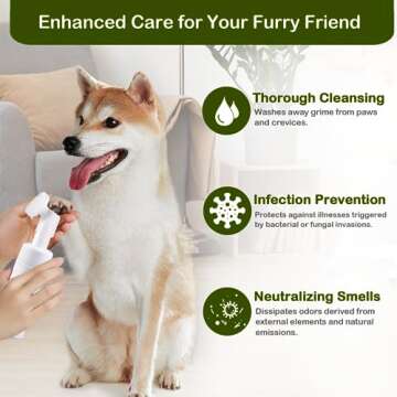 WIKIMO Waterless Dogs Paw Cleaner, No-Rinse Foaming Paw Cleanser for Dogs, Naturally Formulated Sulfate-Free Pet Paw Cleaner for Dog and Cat, Fragrance-Free & pH-Balanced Paw Scrubber (5.1fl oz)