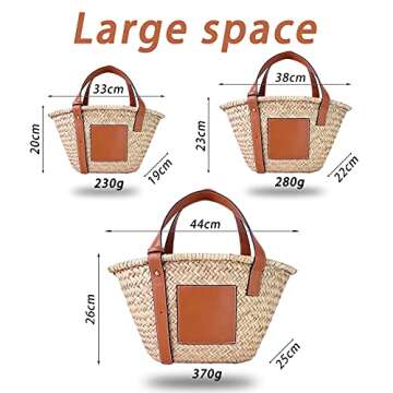 JAYAVENTURA Straw Basket Bag - Stylish Eco-Friendly Tote