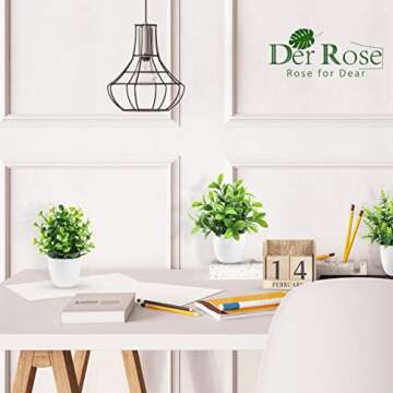 Der Rose Faux Plants - 4 Pack Mini Decor for Home & Office