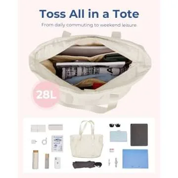 BAGSMART Tote Bag for Women with Zipper, Gym Tote with Compartments, Laptop Work Tote Nurse Dance Yoga Bag for Sport, Travel