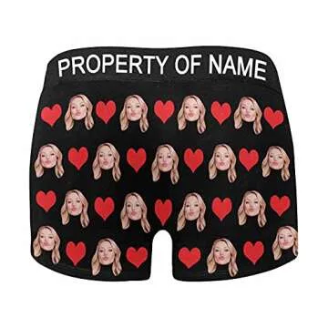 Custom Men's Face Boxer Briefs Shorts Underwear with Wife Photo Text XS-5XL