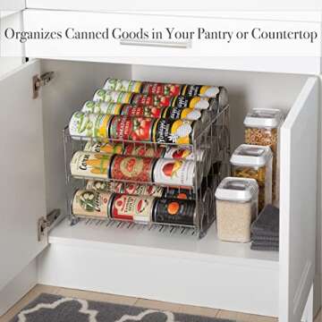Kitchen Details 3 Tier Can Organizer | Canned Food Storage Rack | Kitchen Cabinet and Pantry Organization | Holds 36 Cans | Space Saving | Chrome
