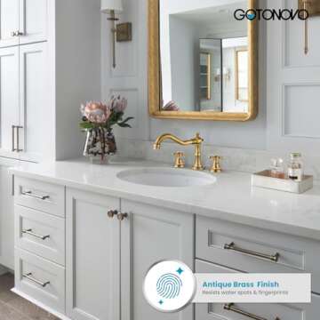 gotonovo 3 Hole Widespread Bathroom Sink Faucet Double Cross Handle Mixer Tap Faucet for Bathroom Si...