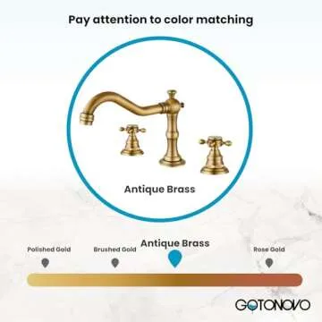 gotonovo 3 Hole Widespread Bathroom Sink Faucet Double Cross Handle Mixer Tap Faucet for Bathroom Sink Vanity Faucet Deck Mount Basin Hot Cold Water Matching Pop Up Drain Antique Brass