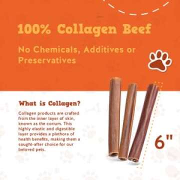 Jack&Pup 6" Beef Collagen Sticks for Healthy Chewing