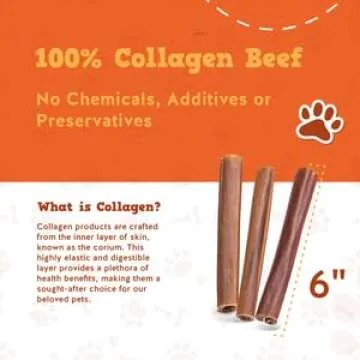 Jack&Pup 6" Beef Collagen Sticks for Healthy Chewing