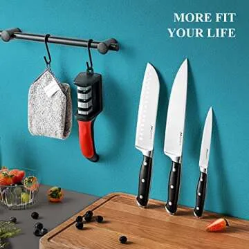 MOFFTI Chef Knife Set with Knife Sharpener, German EN1.4116 Stainless Steel, Ultra Sharp Professional Ergonomic Handle, Knives Set for Kitchen with Gift Box