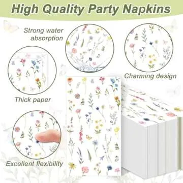 50 Wildflower Disposable Napkins for All Celebrations