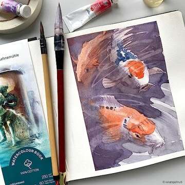 Hahnemühle 10625357 Watercolour Book 250 G/M2, 100% Cotton, AQUARELA NOTEBOK, TAM 19.5X19.5CM, 30 FLS/60 PAG, Natural White