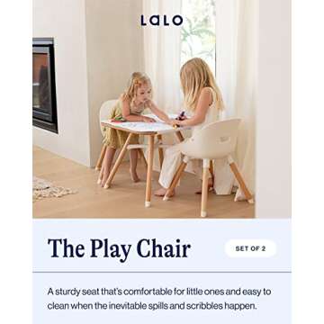 Lalo The Play Chair, Wooden and Non-Toxic Plastic Kids and Toddler Chair - Sturdy Bucket Seat and Easy to Clean Kids Chair with up to 200 lb. Weight Capacity, Set of 2 - Sage