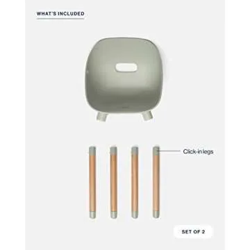 Lalo The Play Chair, Wooden and Non-Toxic Plastic Kids and Toddler Chair - Sturdy Bucket Seat and Easy to Clean Kids Chair with up to 200 lb. Weight Capacity, Set of 2 - Sage