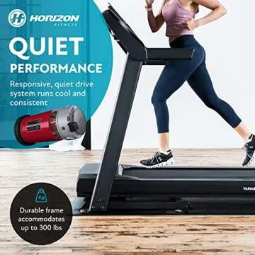 Horizon Fitness T101 Folding Treadmill with Incline for Running and Walking with Bluetooth Connectivity 300 lb Capacity, Running Machine for Home Exercise