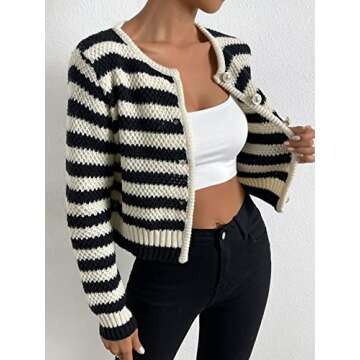 Stylish Verdusa Striped Crop Cardigan for Women