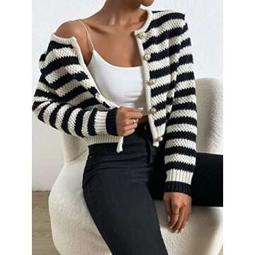 Stylish Verdusa Striped Crop Cardigan for Women
