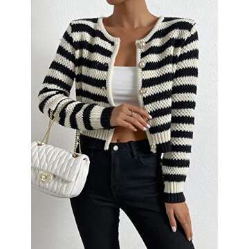 Stylish Verdusa Striped Crop Cardigan for Women