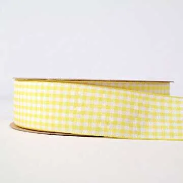 NOYI Gingham Ribbon 25 Yard Eco-Friendly 1inch Yellow