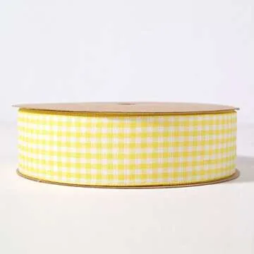 NOYI Gingham Ribbon 25 Yard Eco-Friendly 1inch Yellow