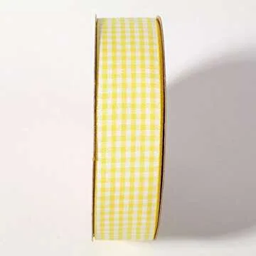 NOYI Gingham Ribbon 25 Yard Eco-Friendly 1inch Yellow