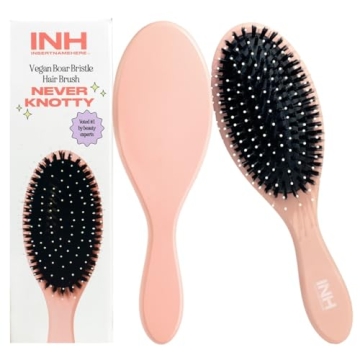 INH Boar Bristle Hair Brush | Smoothing Detangler Brush with Soft Vegan Mixed Bristles for Wet & Dry...