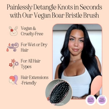 INH Vegan Bristle Brush for Smooth, Shine & Detangling