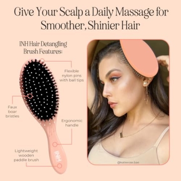 INH Vegan Bristle Brush for Smooth, Shine & Detangling