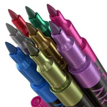 ARTEZA Wine Glass Markers Set - 8 Washable Metallic Pens