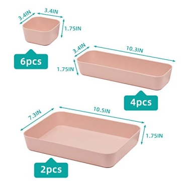 Backerysupply 12-Piece Pink Drawer Organizers Set For Makeup