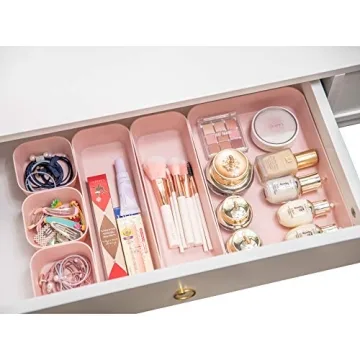 Backerysupply 12-Piece Pink Drawer Organizers Set For Makeup