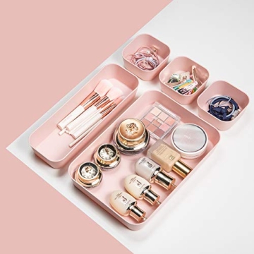 Backerysupply 12-Piece Pink Drawer Organizers Set For Makeup