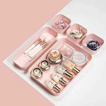 Backerysupply 12-Piece Pink Drawer Organizers Set For Makeup